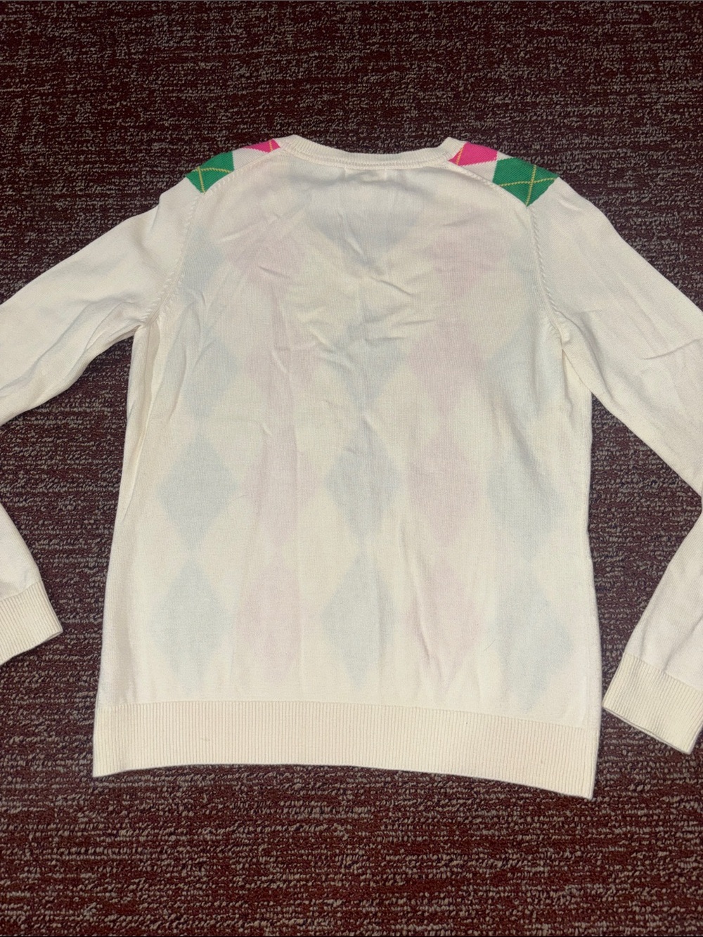 Vintage Lilly Pulitzer cream argyle long sleeve cotton sweater colorful girly S - Picture 3 of 11